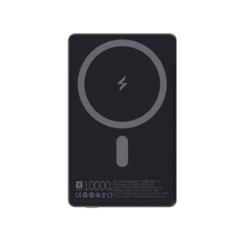 Повербанк с беспроводной зарядкой TEG Kamber 10000 mAh, Серый 8051-10 фото